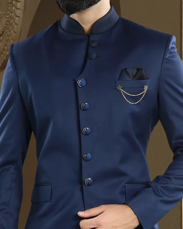 Navy Blue Rayon Jopdhpuri Suit